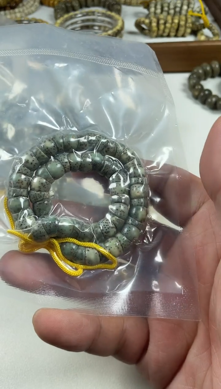 手串星月菩提原生态石玉料满绿直切款手持8mm