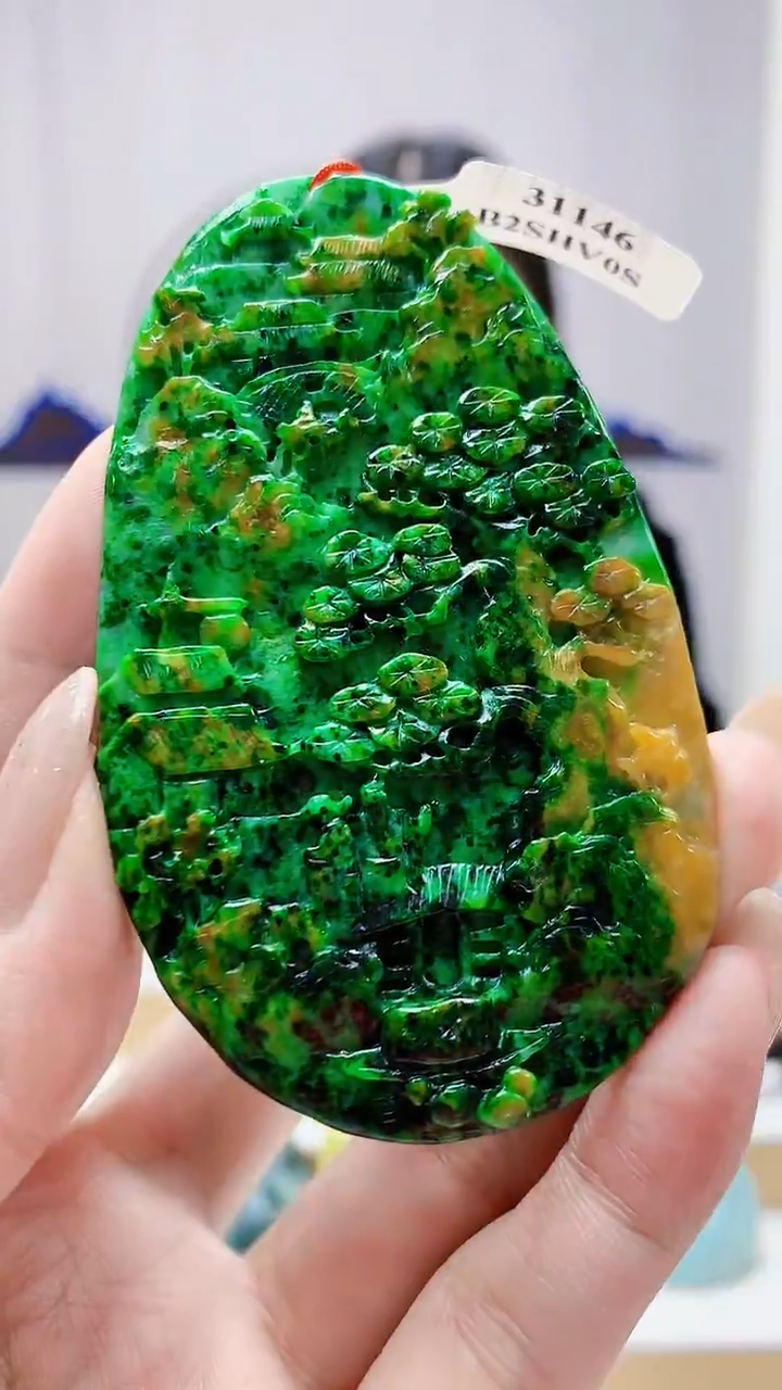 未镶嵌定制翡翠4812MM-毛货挂件128