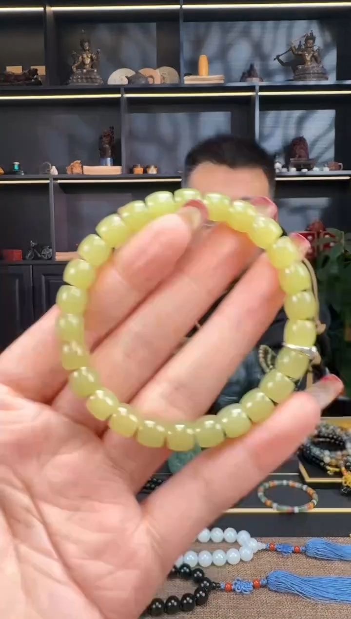 【闪购商品】和田玉1未镶嵌8mm黄口极致手串  多样性