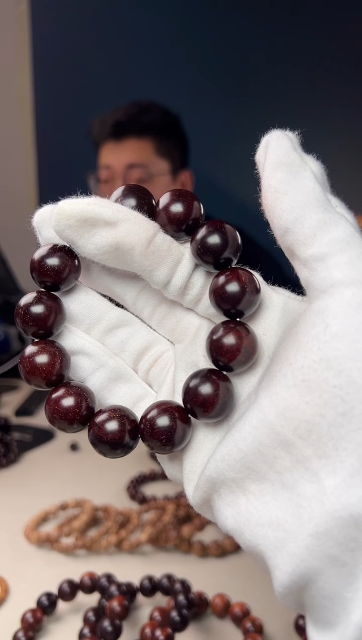 檀香紫檀（小叶紫檀）手串/手链神**宾1.8 满金星 无胶无蜡