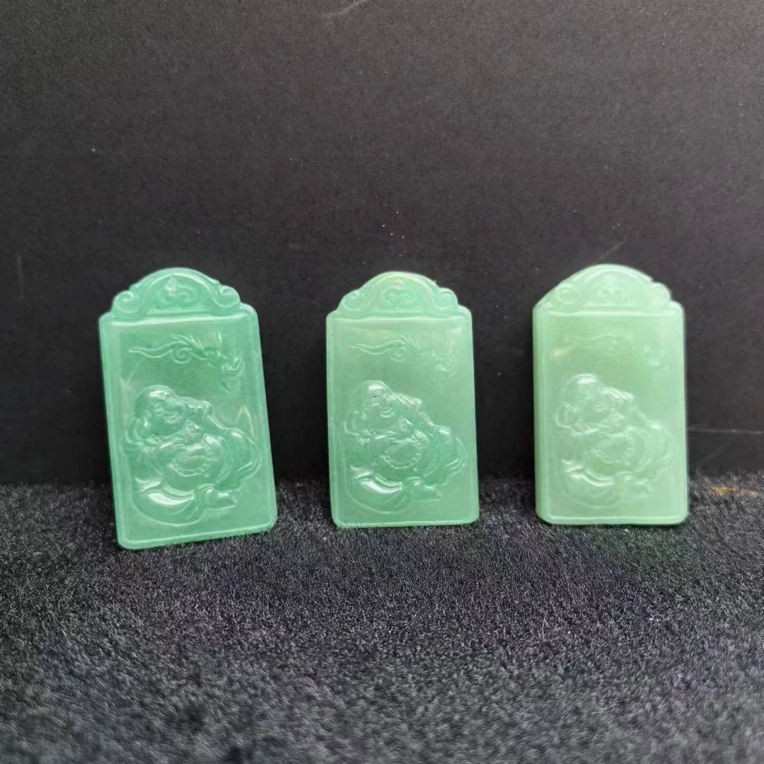 C3631【东齐珠宝】雪域翠青玲珑石英岩玉吊坠-配绳-多样性只发一件