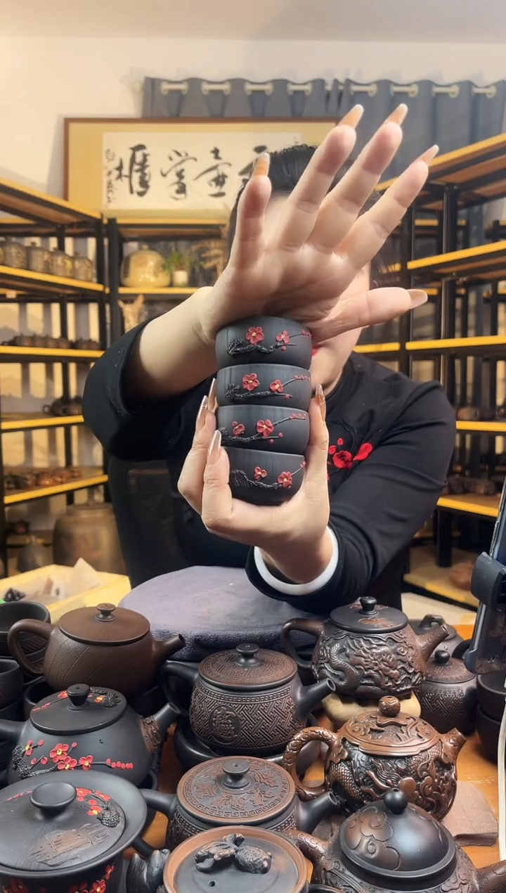 【闪购商品】壶红梅 拉丝品茗杯拍1发4
