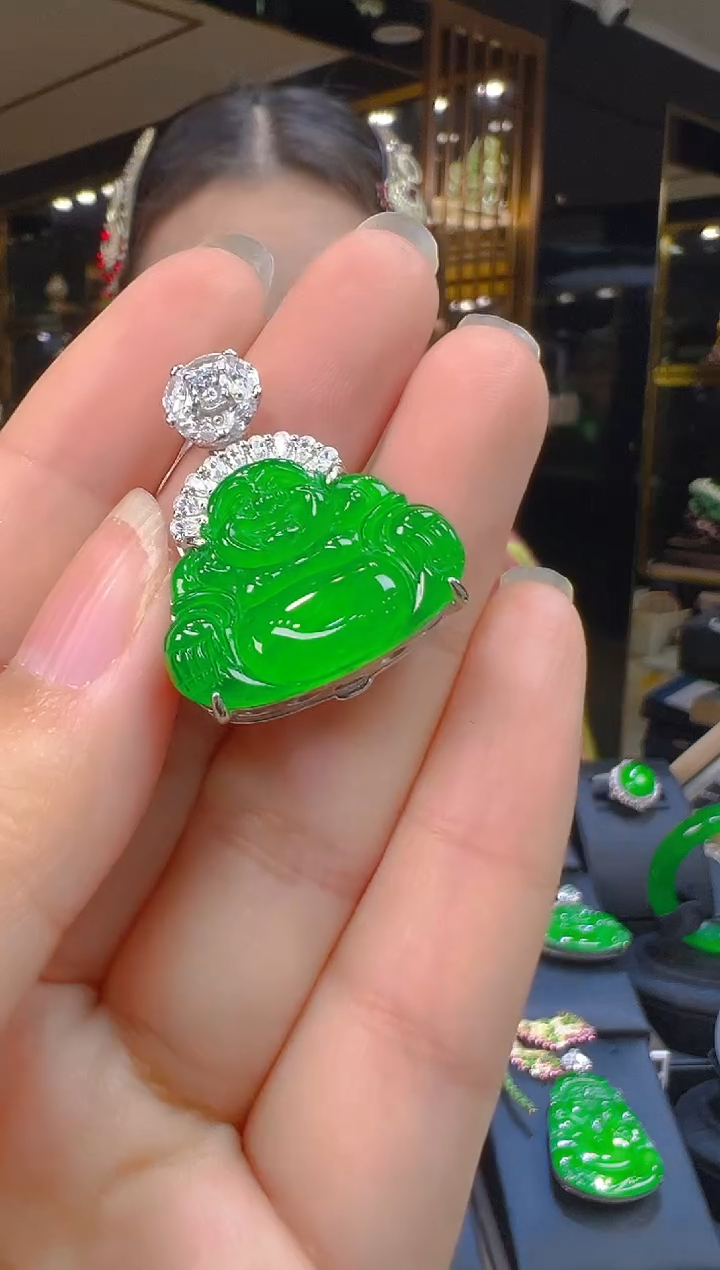 翡翠银S925镶嵌吊坠(赠链)009（多样性发其一）