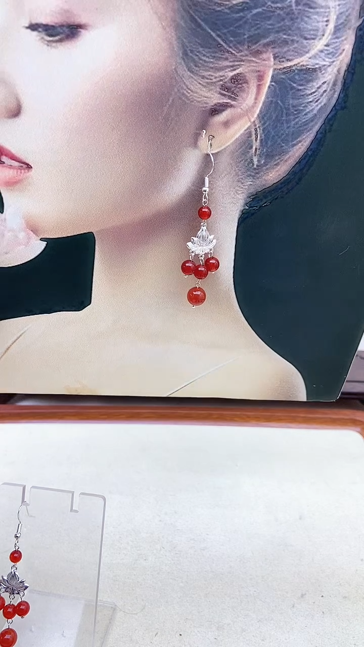 【闪购商品】南红玛瑙耳饰银S925镶嵌107号