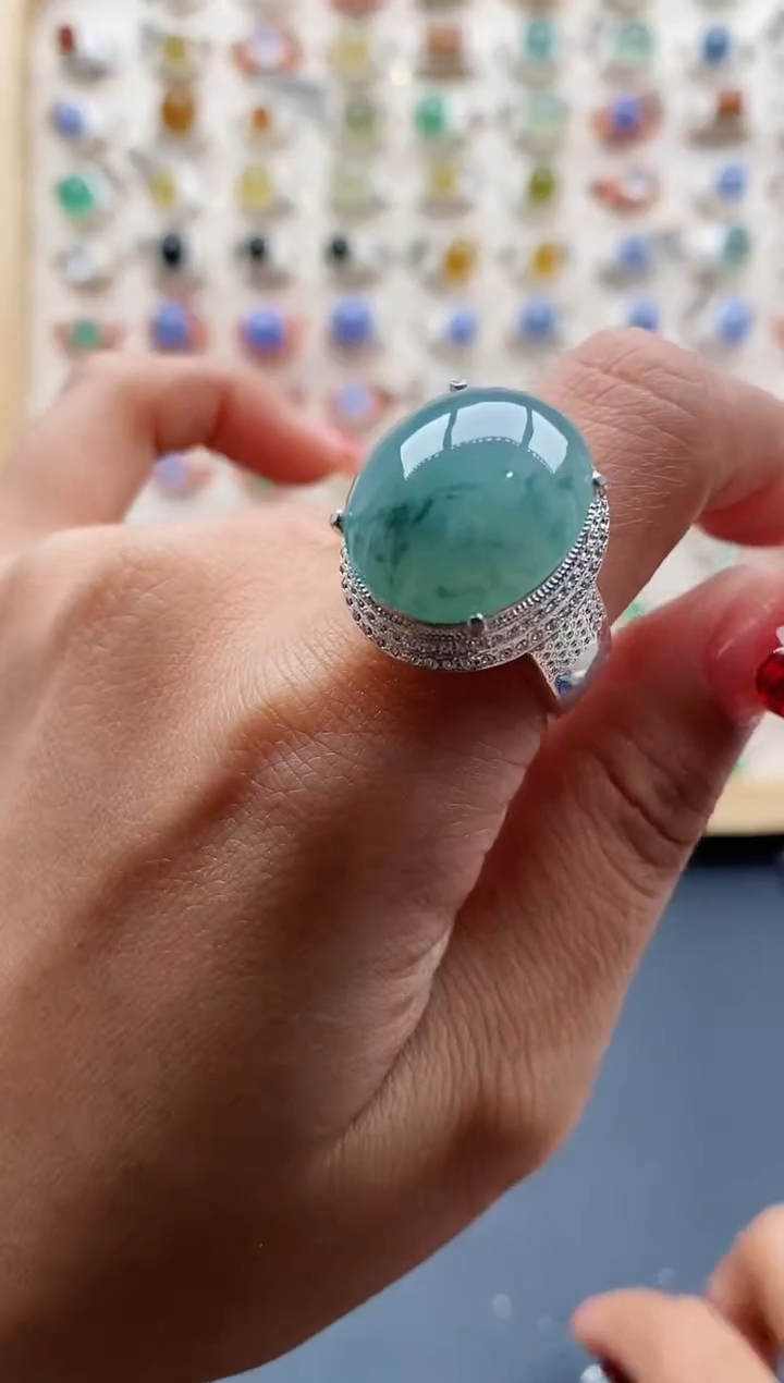 【闪购商品】翡翠戒指未镶嵌缅甸天然A货翡翠444  2+5