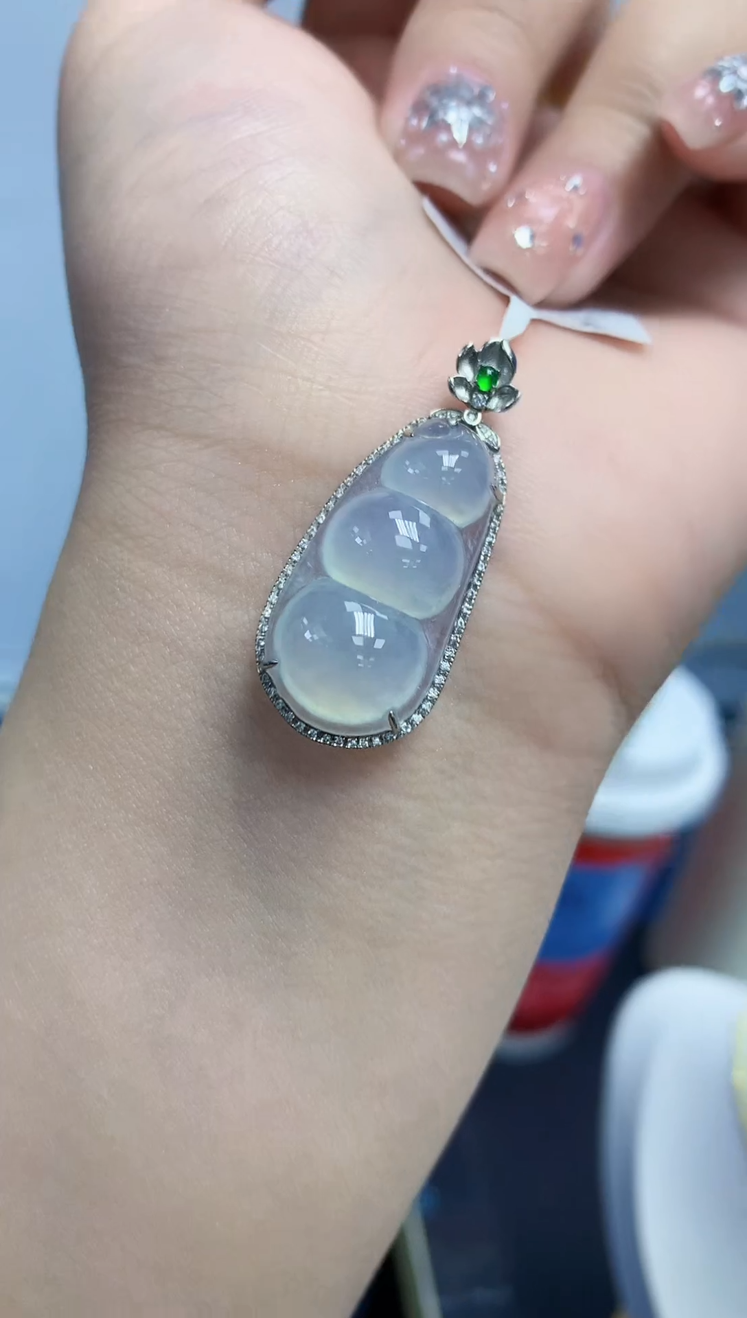 颈饰18K金镶嵌翡翠天然缅甸翡翠A货翡翠百元以上9元证书费自理