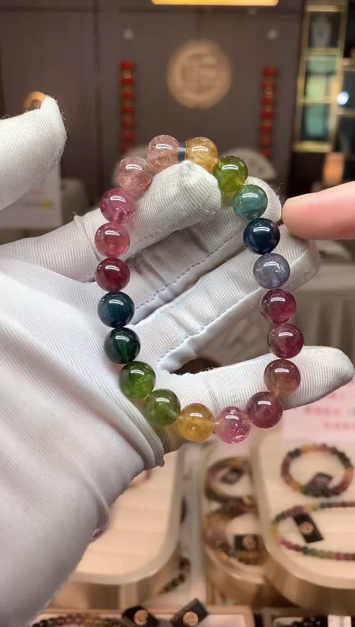 未镶嵌老矿碧玺单圈手串9mm碧玺xion多样性发一条