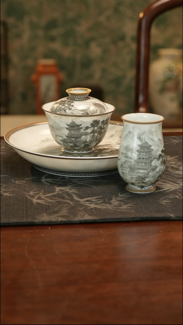 山墨彩岳阳楼三件套