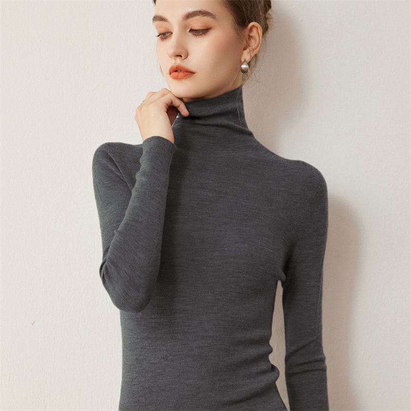 【0压感系列】精纺100%山羊绒高领堆堆领 68S/3G修身打底衫毛衣长袖