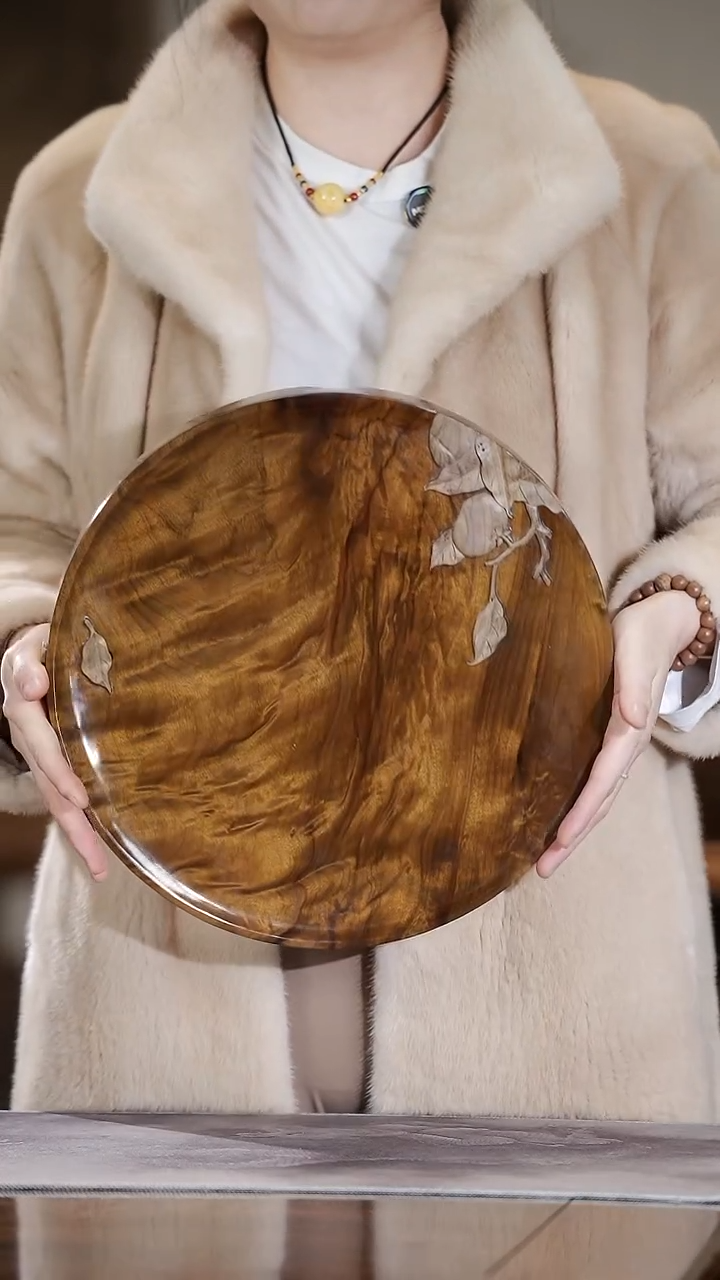 金丝楠780金丝楠阴沉木水波纹茶盘