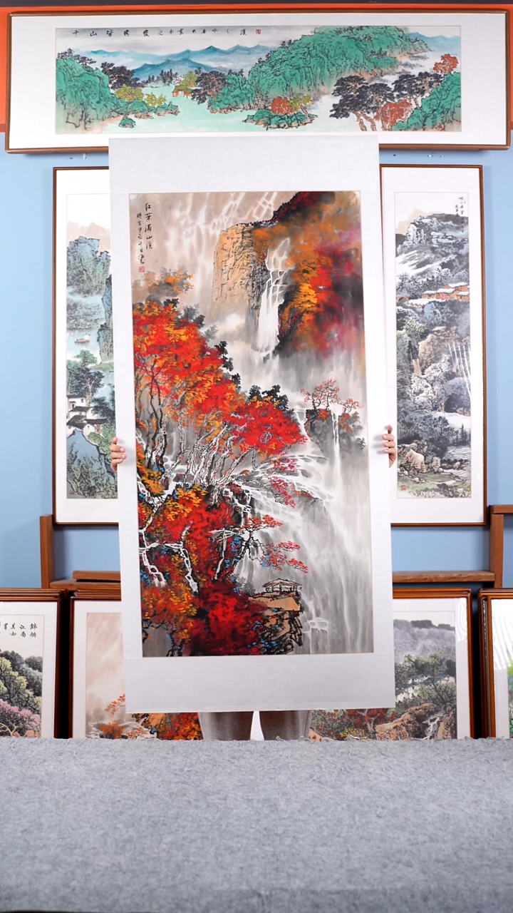 【闪购商品】国画 董海君《红叶满山溪》手绘174*84