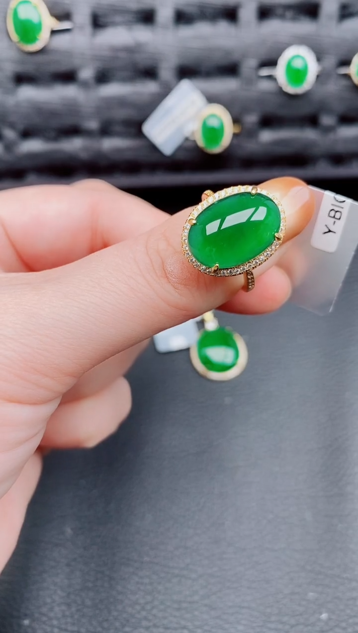 【闪购商品】翡翠戒指银S925镶嵌天然a货翡翠509