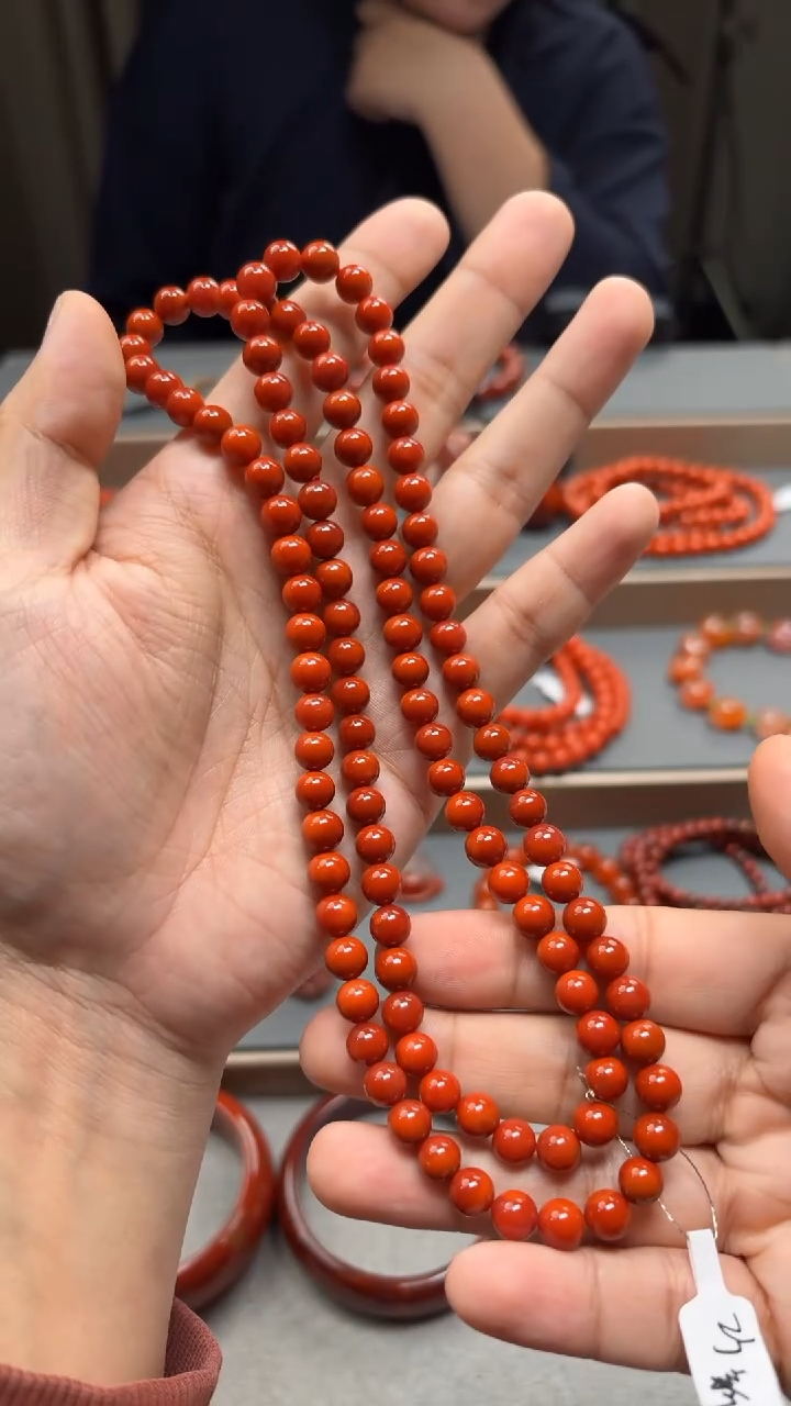 颈饰未镶嵌南红玛瑙川料锦红长串 