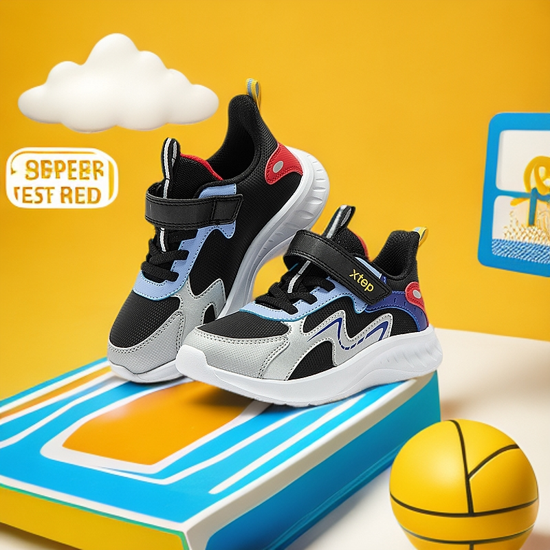 特步儿童冬季新款密网跑鞋大童减震透气防滑运动鞋676316119323