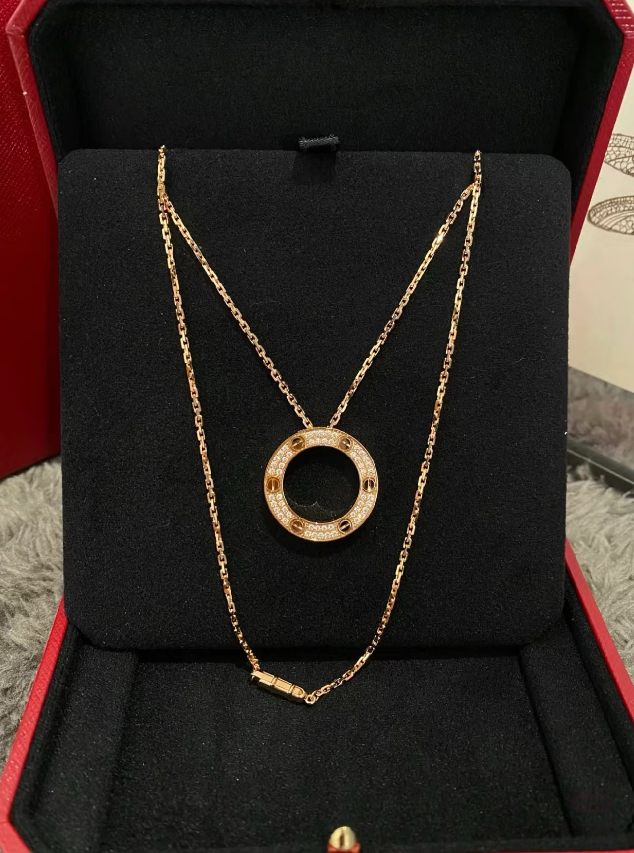 通体18K金天然钻石大圆饼带钻项链