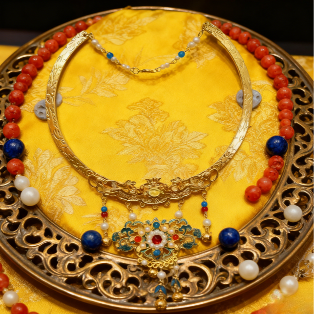 【景蓝平安】古风汉服头饰百搭古风项圈项链唐朝发饰大唐锁璎珞A315