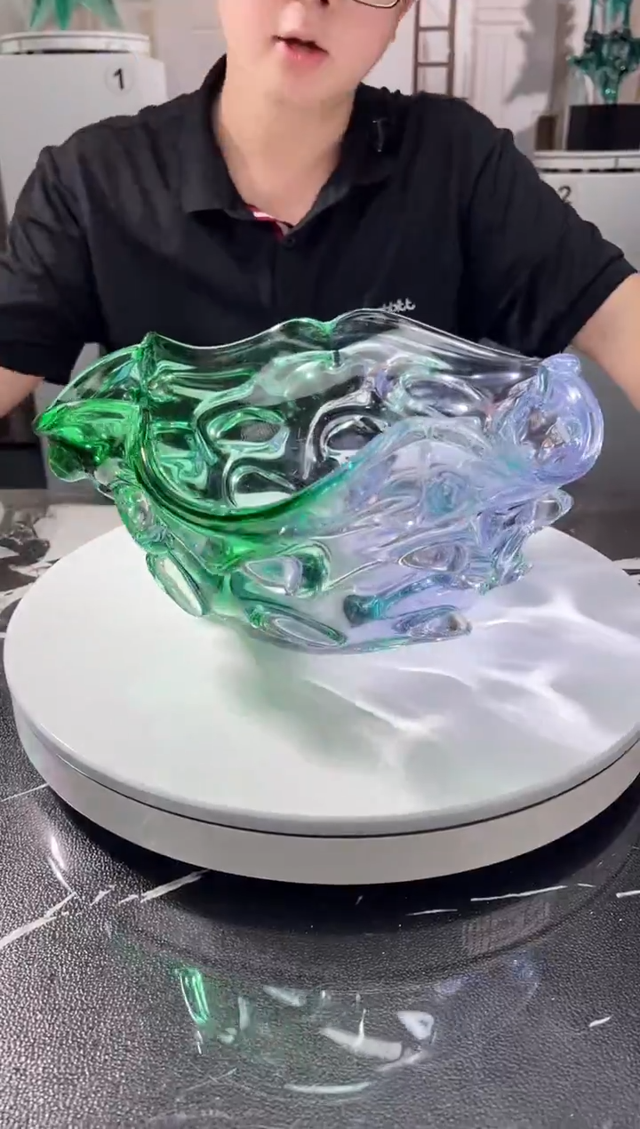 琉璃巴比特美学 紫绿色聚宝盆大号