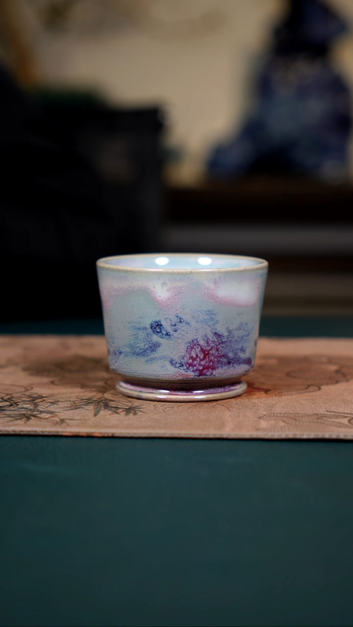原矿石钧瓷茶器摆件