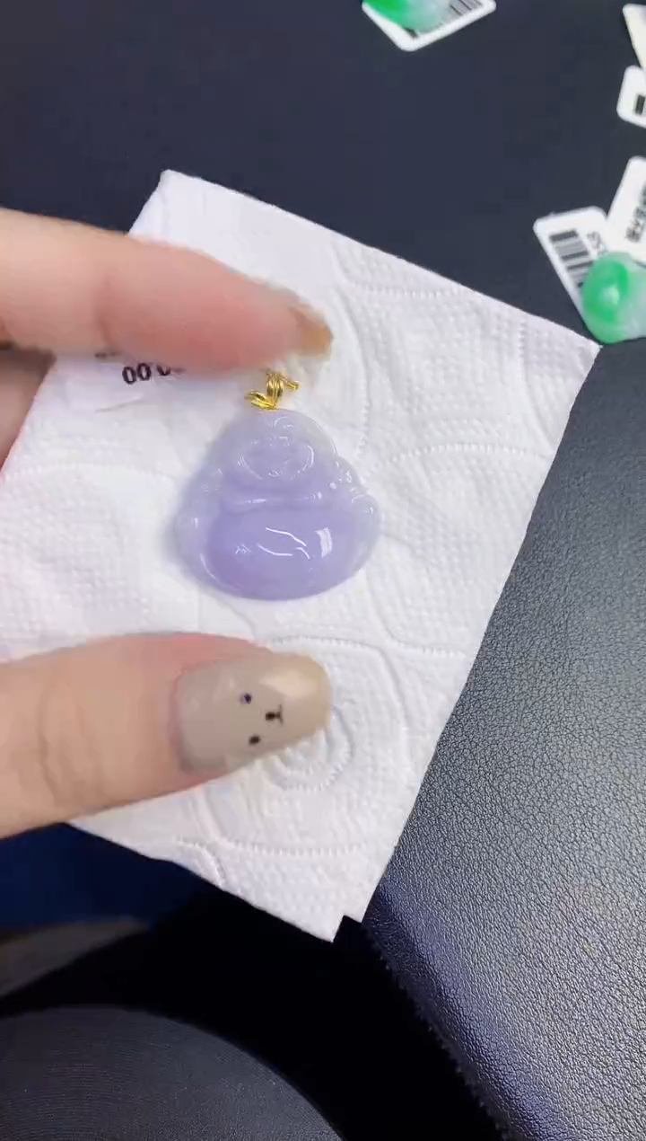 颈饰18K金镶嵌翡翠缅甸天然翡翠A货