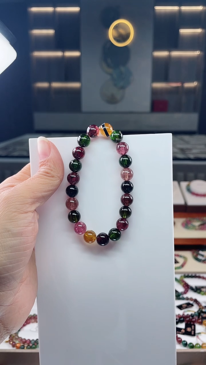 未镶嵌单圈手串碧玺（多样性发一条）Q