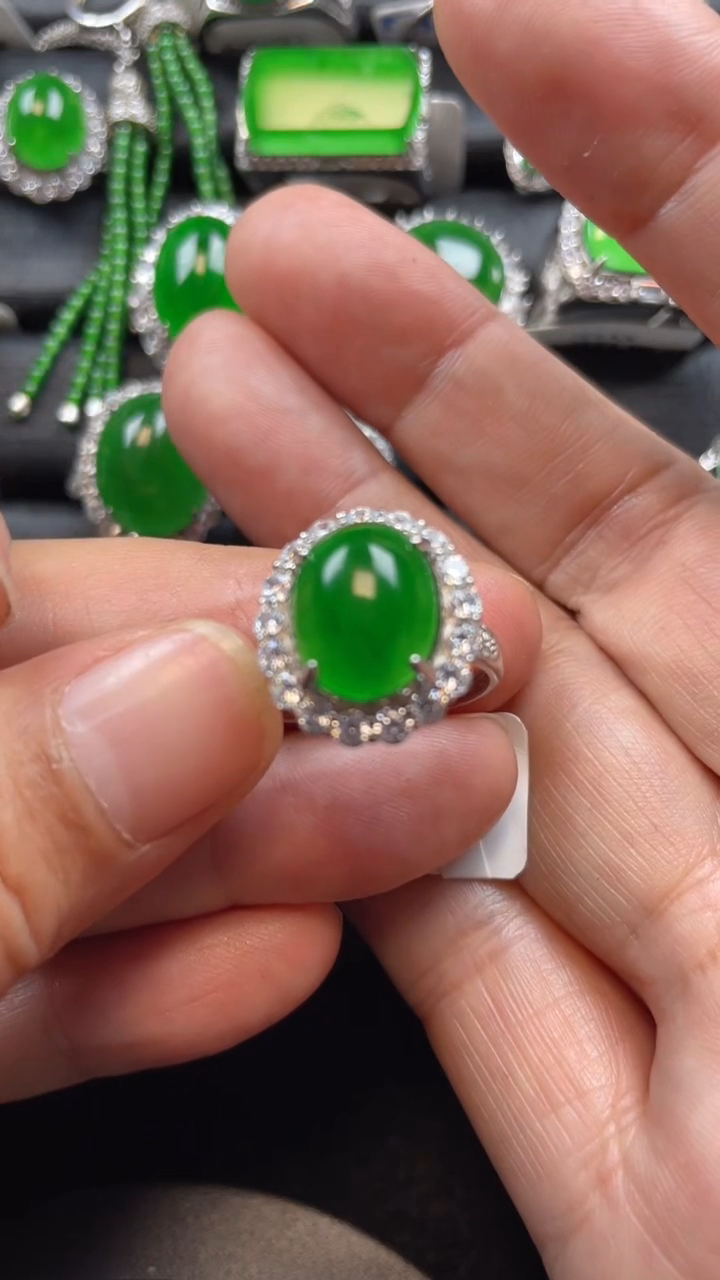 翡翠银S925镶嵌戒指翡翠