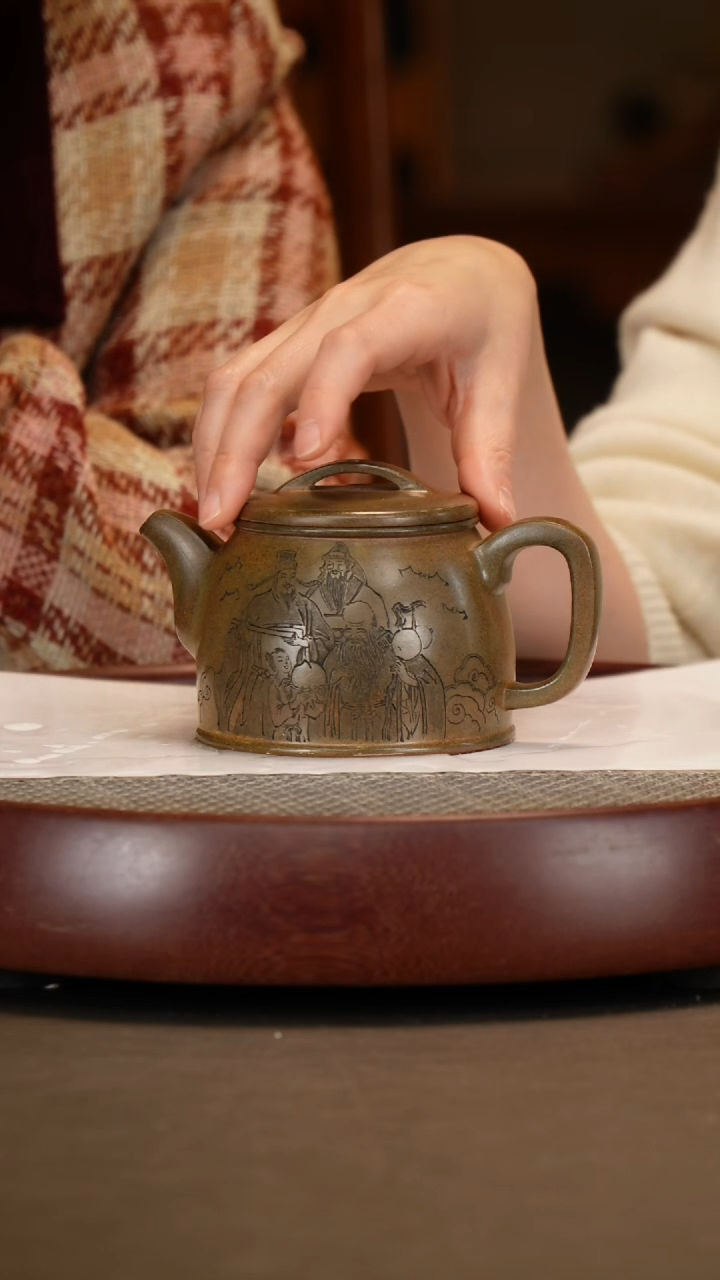 【闪购商品】紫砂茶壶【徐晓梅】黄金砂柴烧高汉瓦  350CC