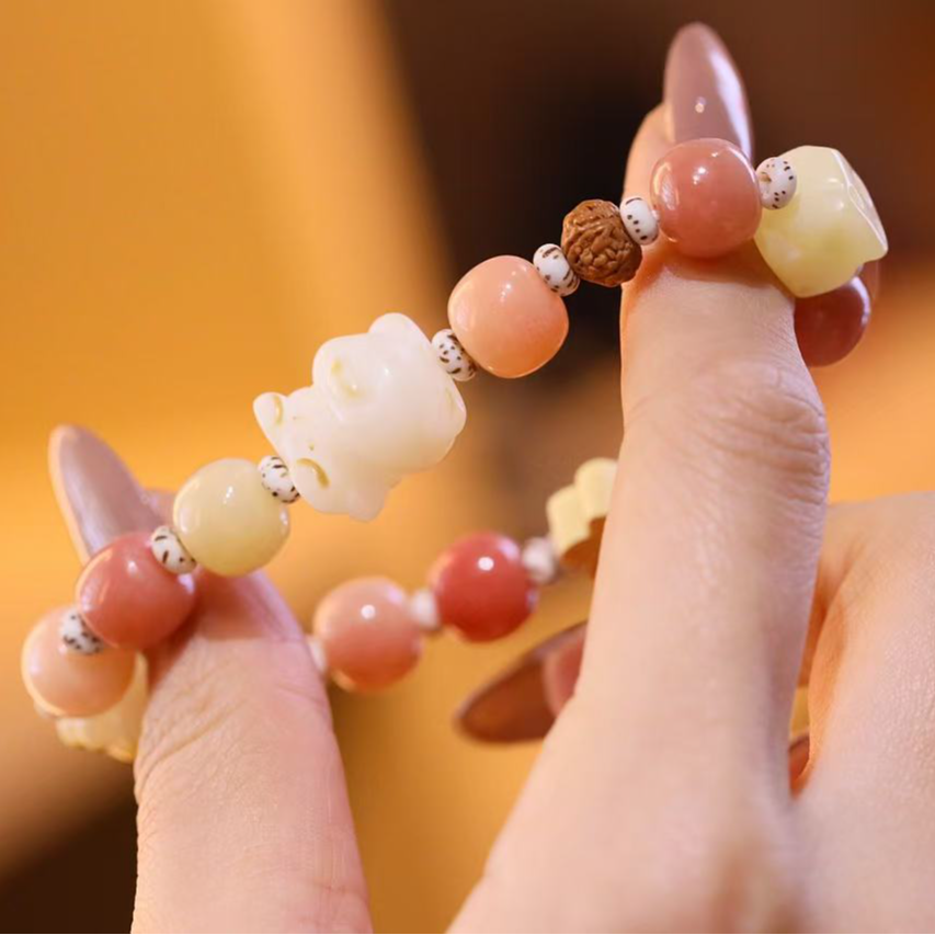 k62【可爱菩提小猫手串】精致甜美五瓣花小猫咪菩提手串