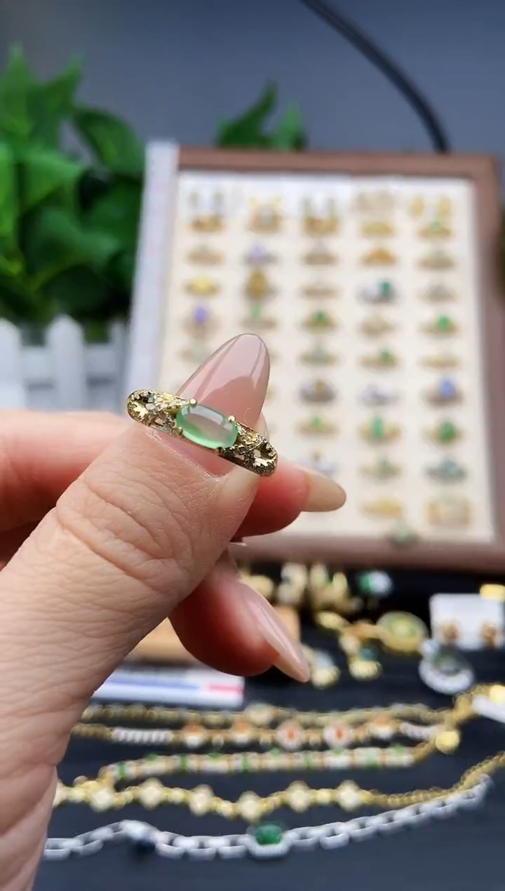 银S925镶嵌戒指翡翠12