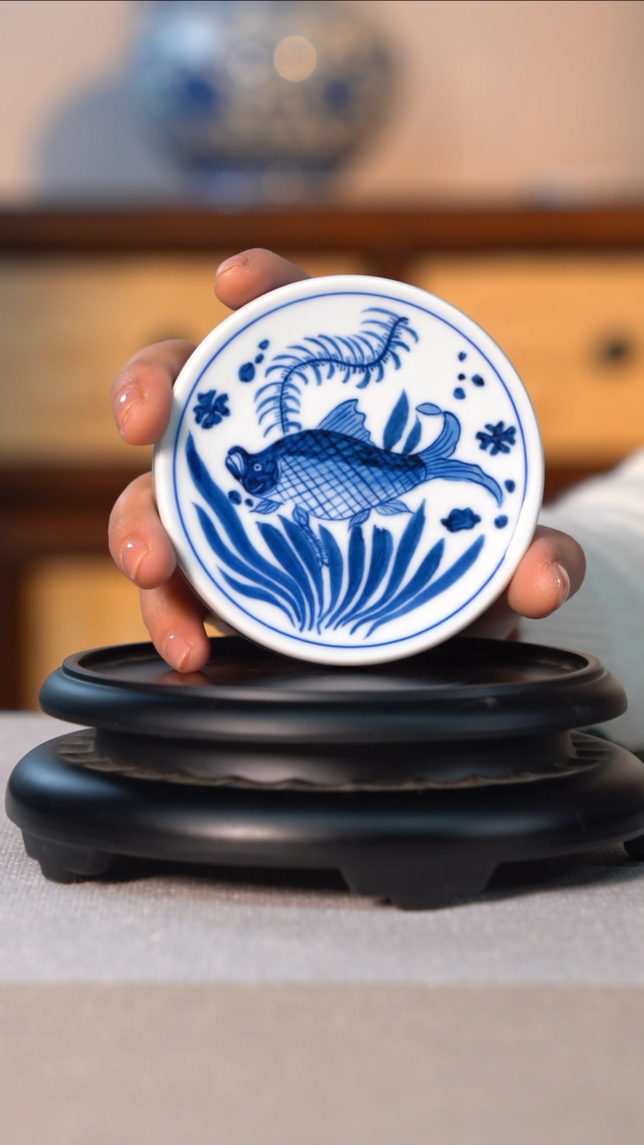 【闪购商品】盖置青花鱼藻小盖置