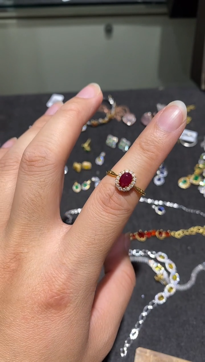 银S925镶嵌戒指红宝石戒指