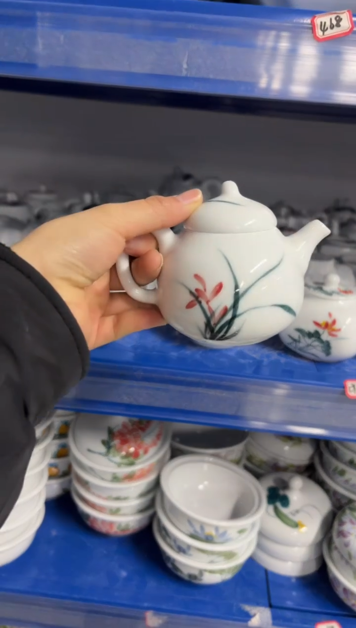 景德镇高温陶瓷食品级手绘釉中彩-小茶壶