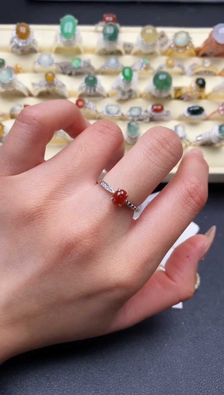 【闪购商品】翡翠戒指银S925镶嵌2222222+6