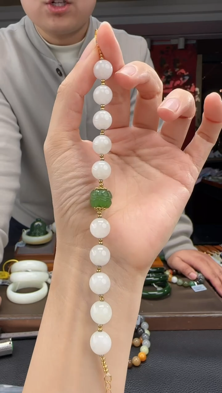 未镶嵌手串和田玉白玉DIY手链