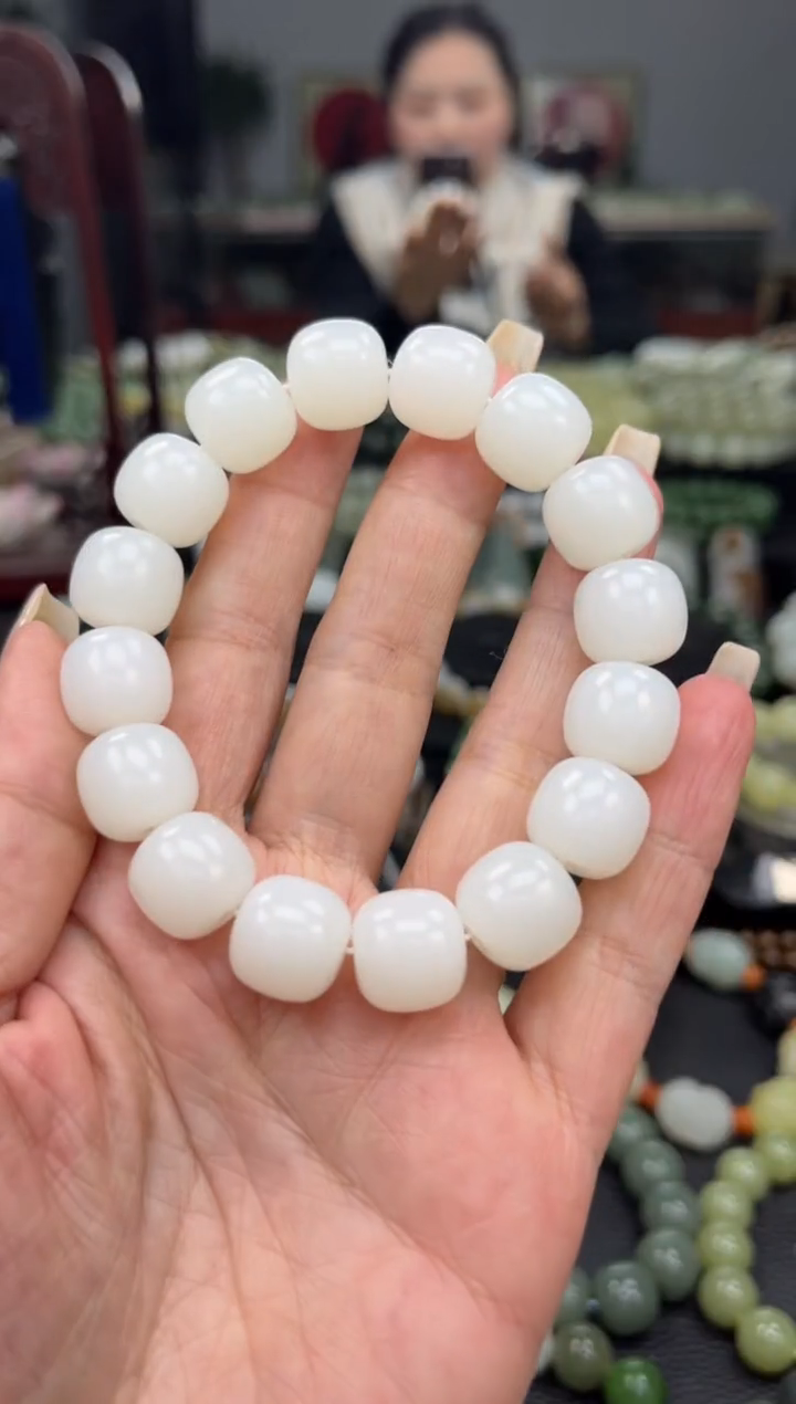 【闪购商品】和田玉手串未镶嵌新疆黑山白玉卡14