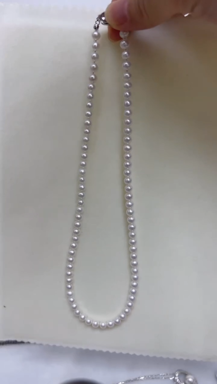 淡水珍珠银S925镶嵌项链TX-近正圆5-6mm极强光