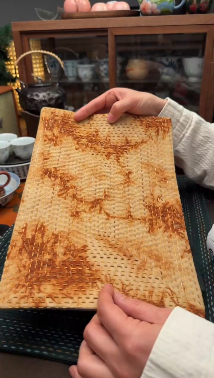 【闪购商品】织绣Cici手作刺子绣植物染柿染茶席-992