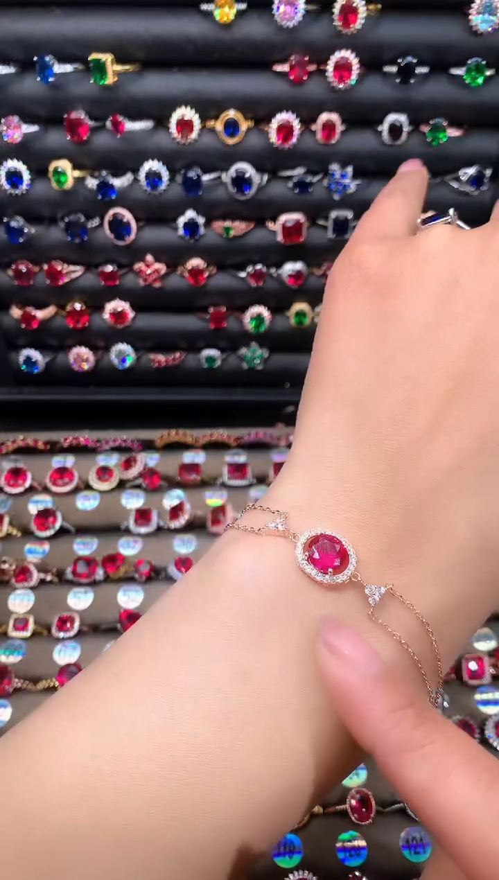 【闪购商品】红宝石手链银S925镶嵌11