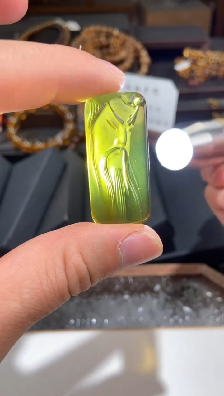 【闪购商品】琥珀颈饰未镶嵌关公武财神吊坠