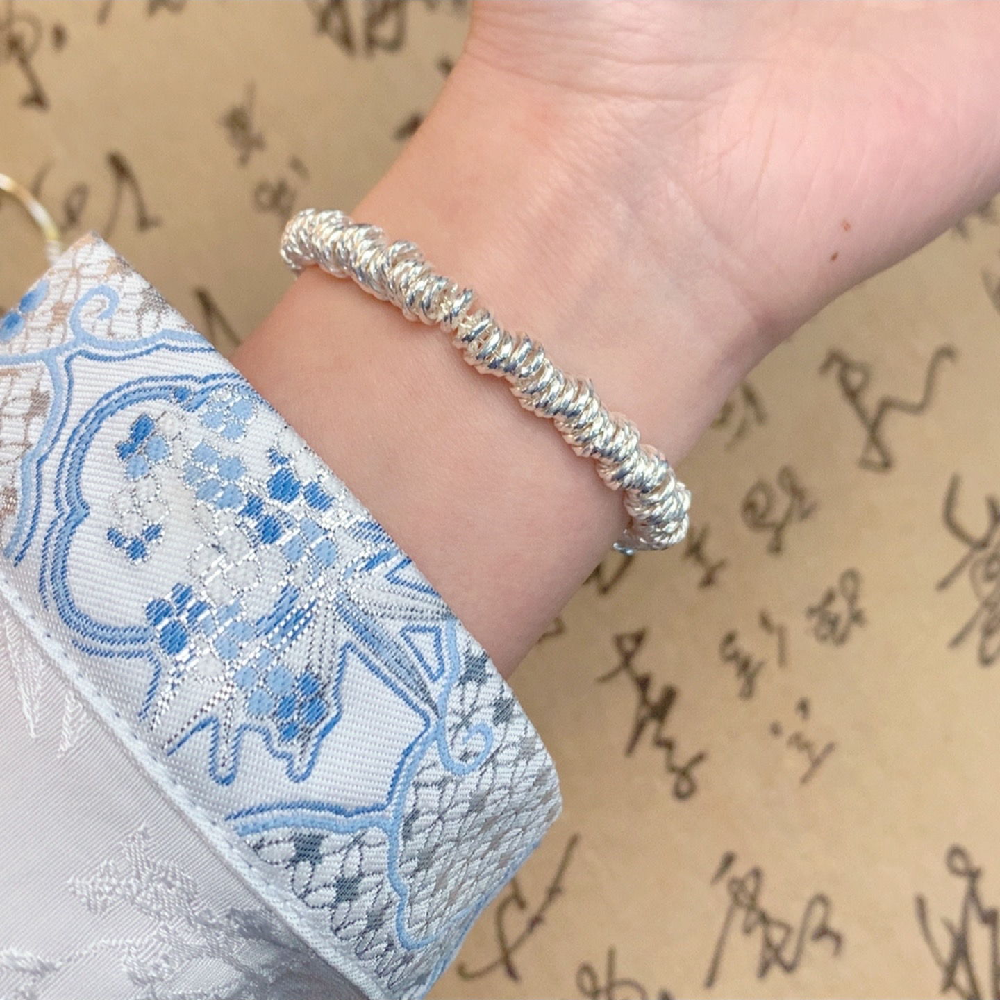 足银手链 足银手链时尚百搭万贯盘缠纯银手链