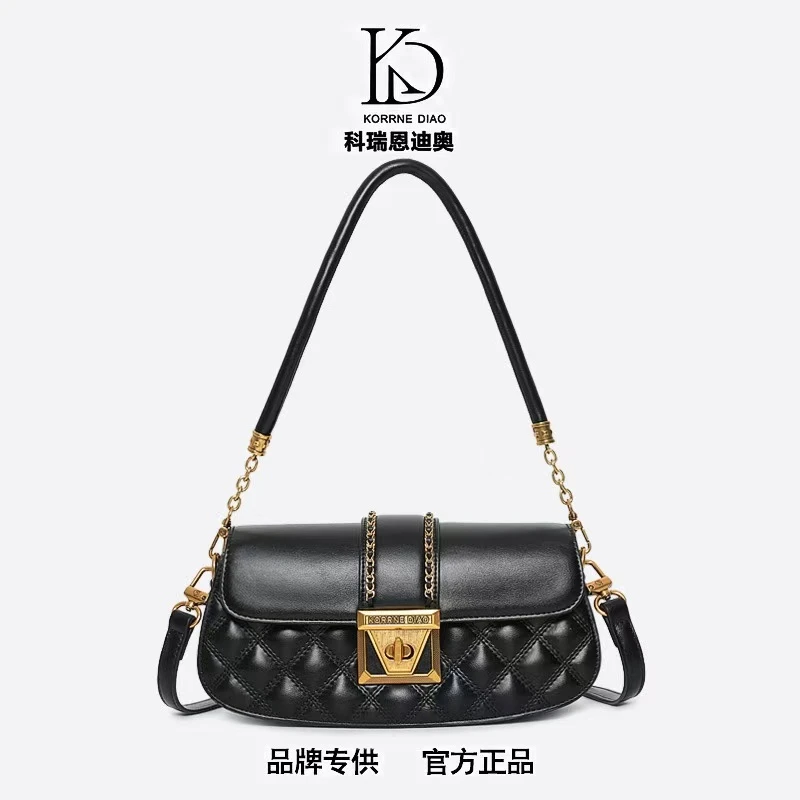 扣式拉链方形防盗单肩双根斜挎包斜跨包经典腋下包小众黑色百搭