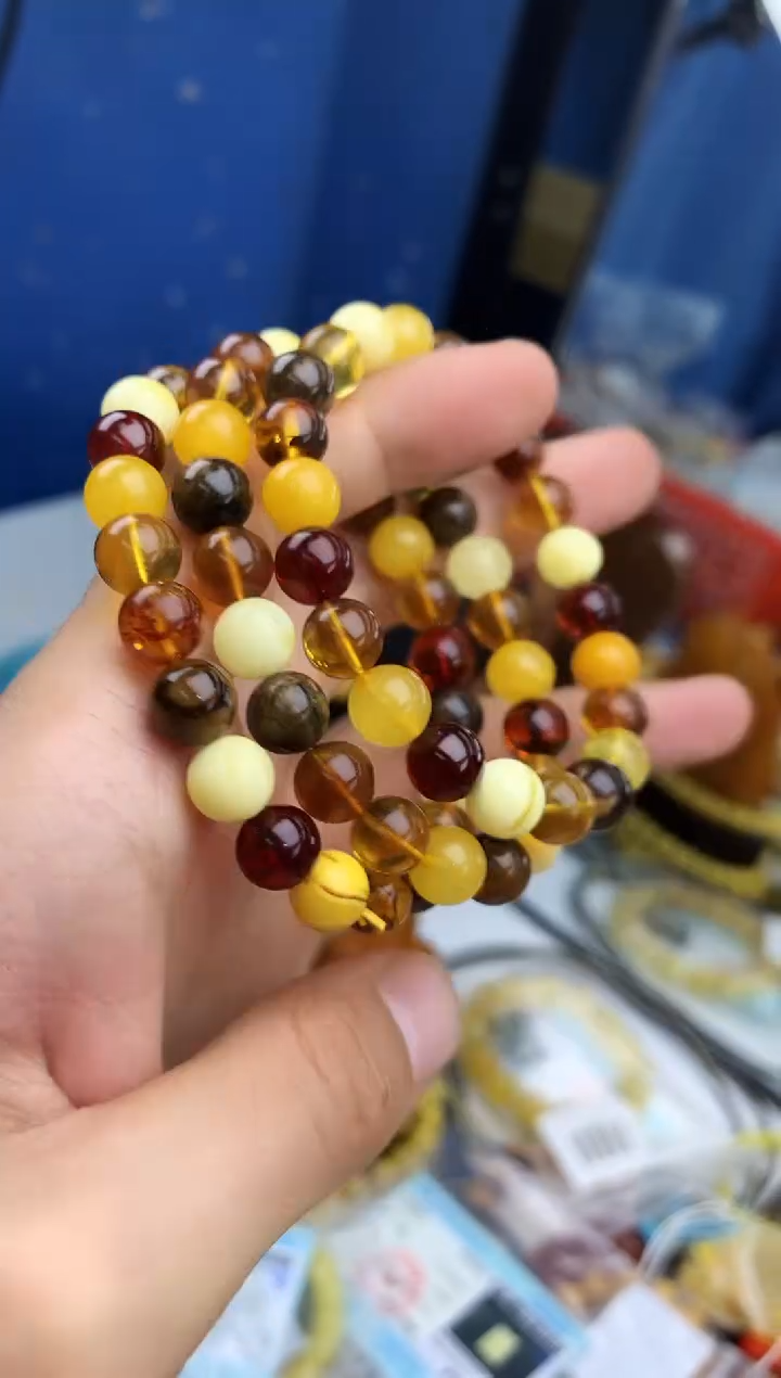 裸石蜜蜡未镶嵌手串多样性发其一