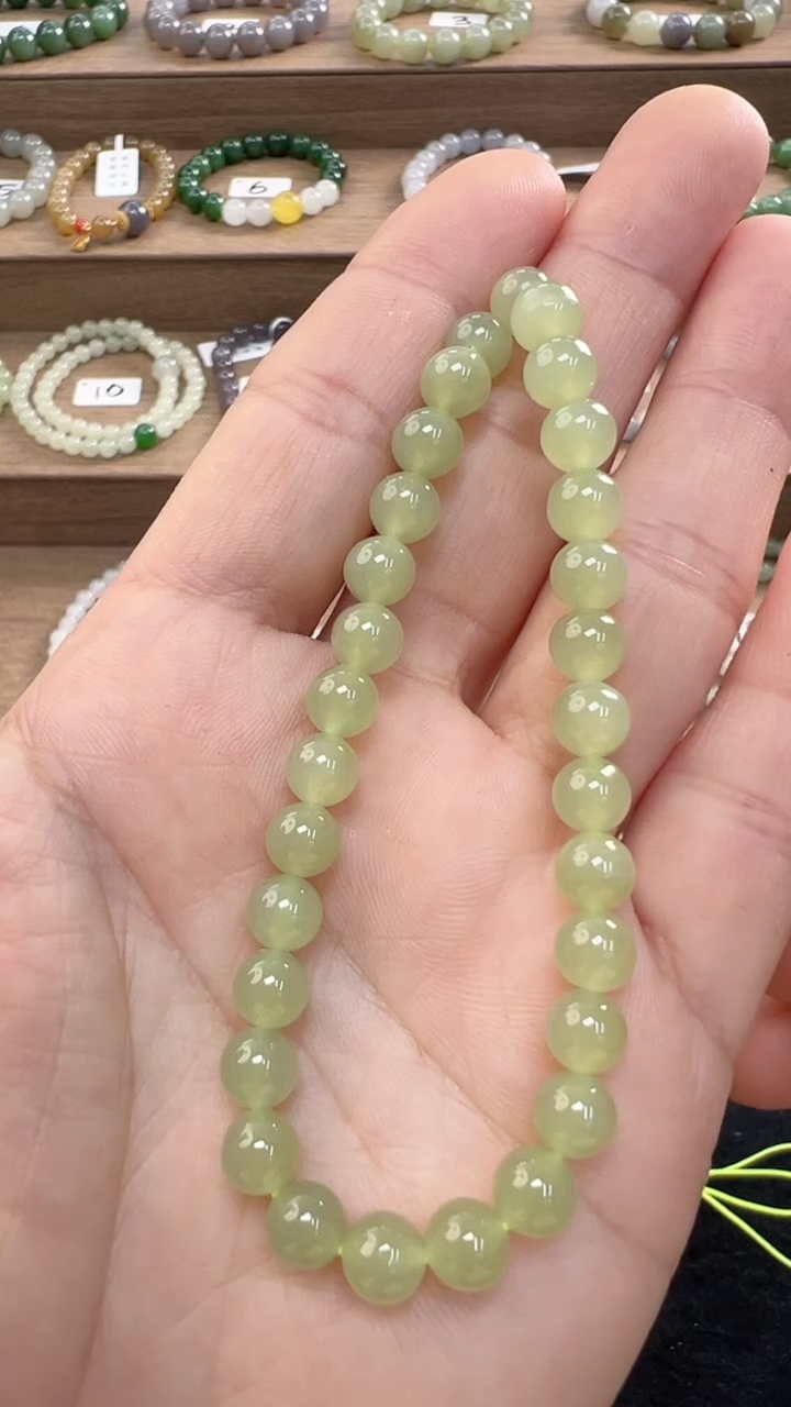 【闪购商品】和田玉手串未镶嵌6m青黄口25颗
