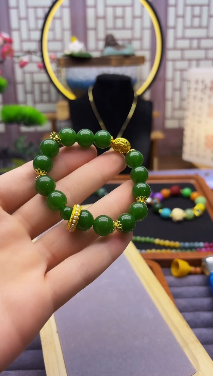 手链14K金镶嵌和田玉S405