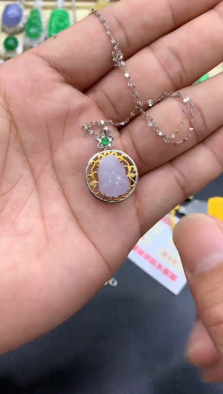 颈饰18K金镶嵌翡翠161-中国好珍宝