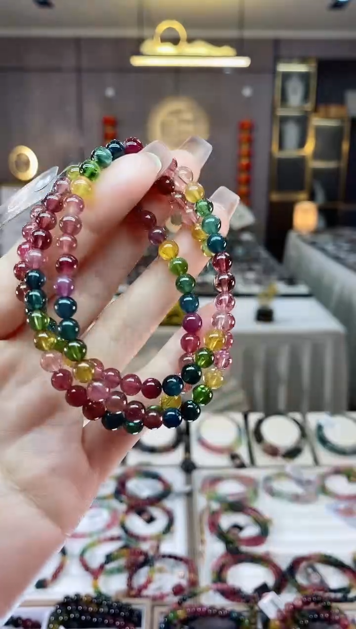 【闪购商品】碧玺三圈手串5mm+未镶嵌一物一证dan