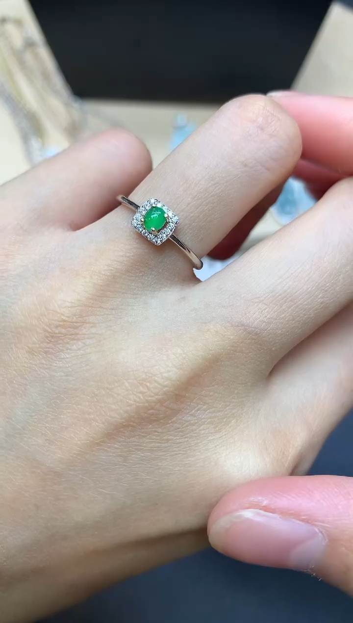 【闪购商品】翡翠戒指银S925镶嵌蛋面【多样性发其一】