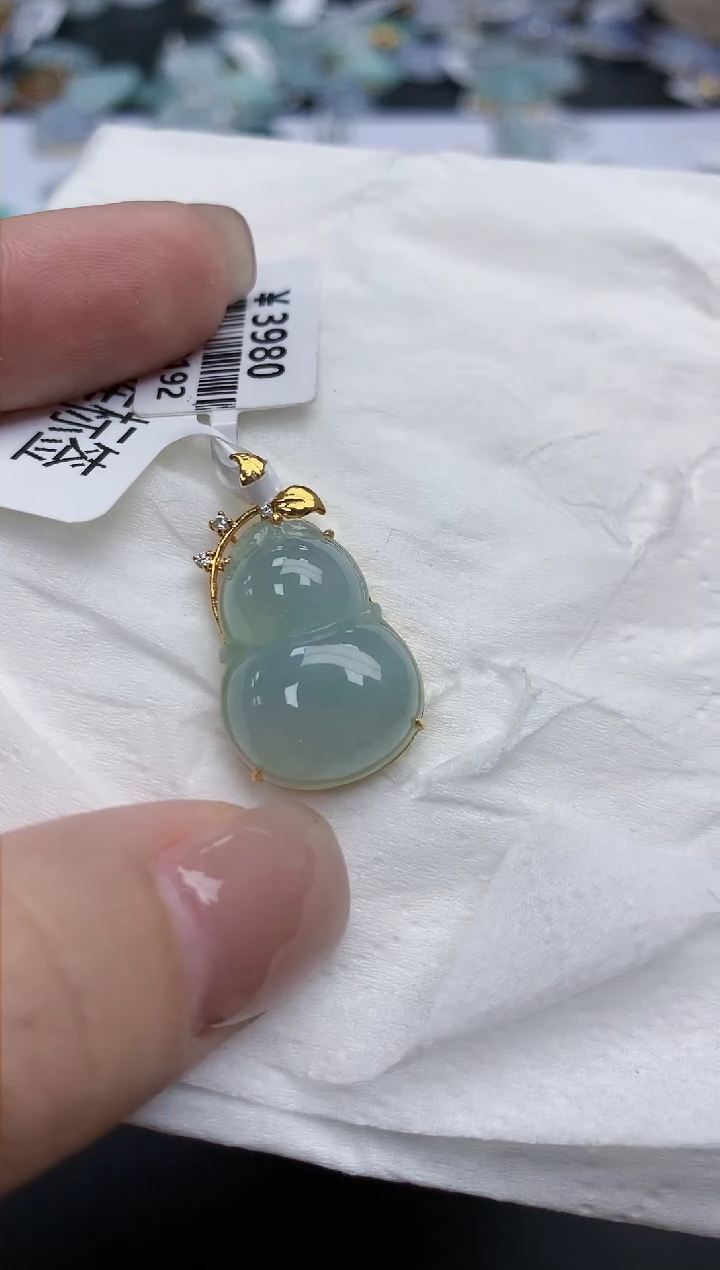 【闪购商品】翡翠颈饰18K金镶嵌天然缅甸翡翠A货