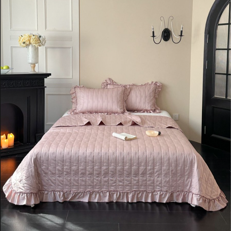 【60S长绒棉豆沙粉】双面100％棉60支高端床盖