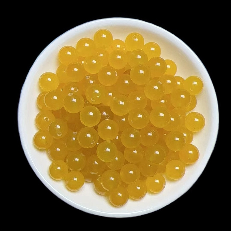 散珠天然冰黄10mm 20颗(赠弹力绳)H010 多样性发货