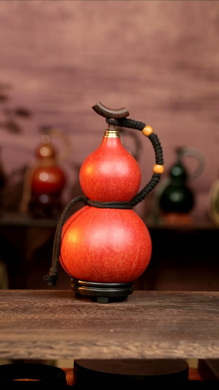 +646【微瑕】号中药煮色 700 ml左右 大漆葫芦水壶/酒壶 一物一拍